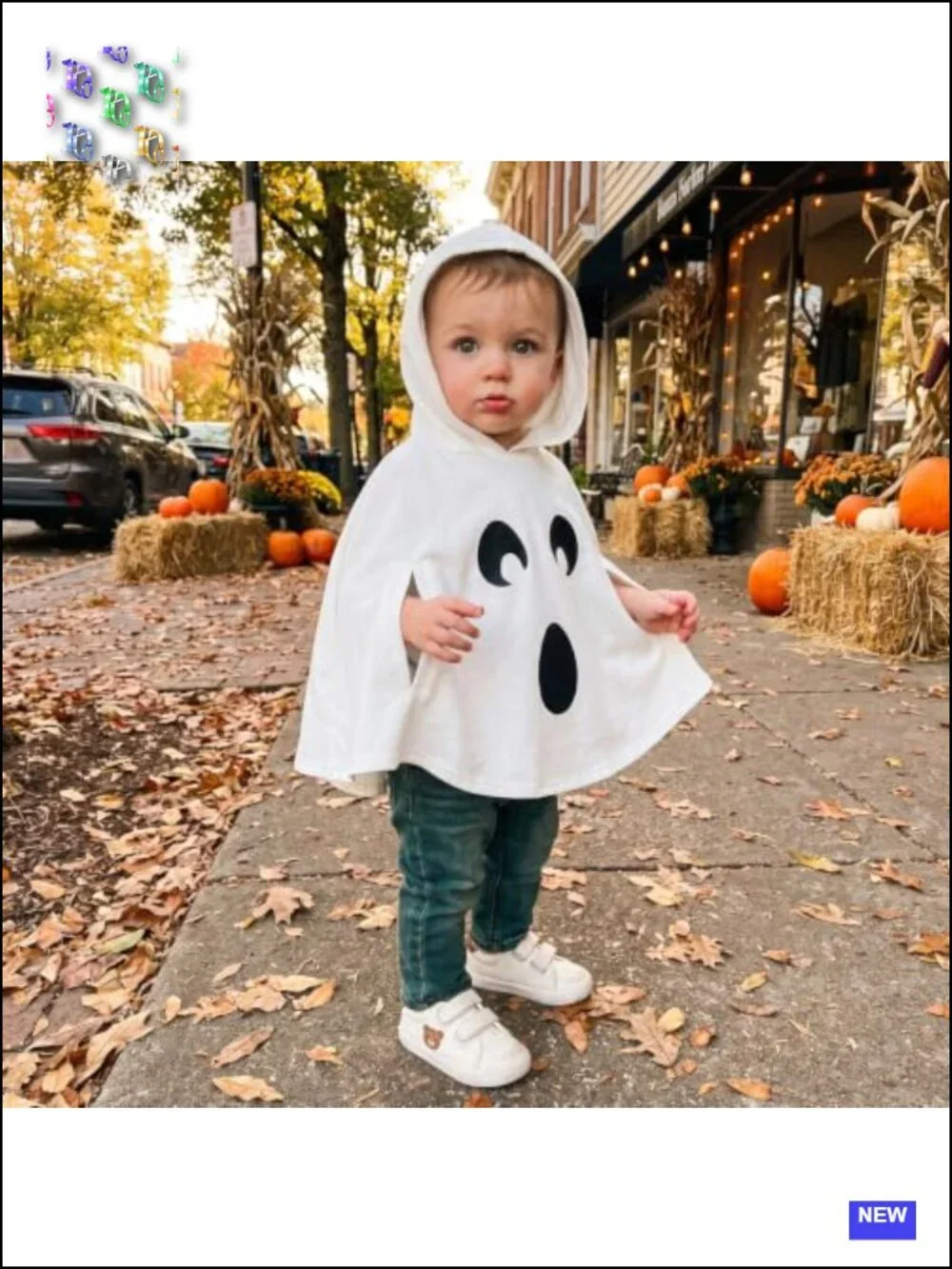 Toddler Baby Ghost Costume Hooded Cape Halloween Outfit Cotton Blend